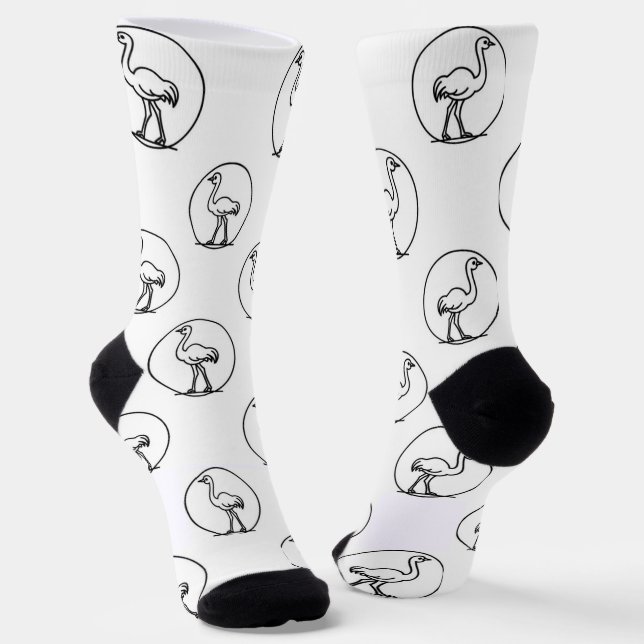 Black and White Simple Ostrich Socks (Angled)