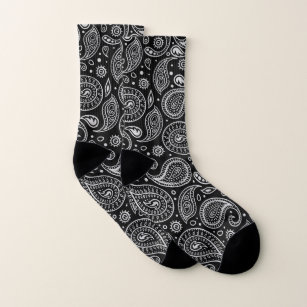 Black and White Simple Paisley Socks