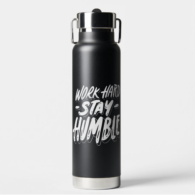 Black and White Simple Quote Typography  Water Bottle (Front)