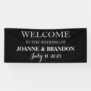 Black and White Simple Script Minimalist Wedding Banner
