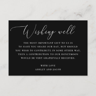 Black and white simple script wedding wishing well enclosure card