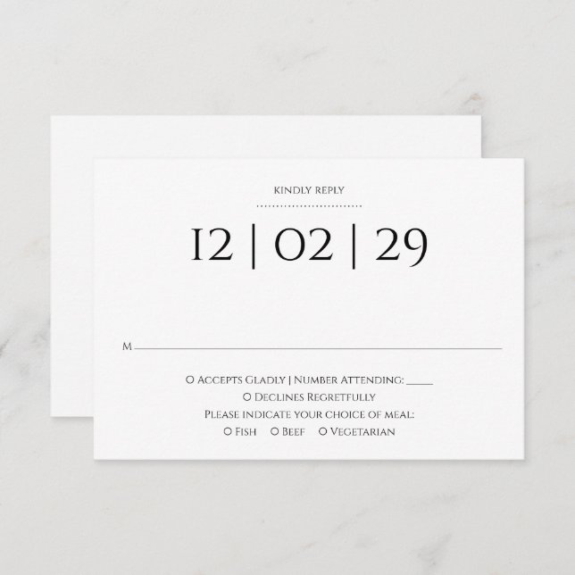 Black And White Simple Special Date Wedding RSVP Card (Front/Back)