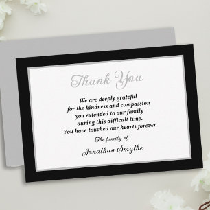 Black and White Simple Sympathy Thank You  Card