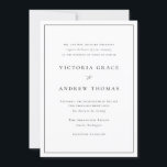 Black and White Simple Typography Formal Wedding Invitation<br><div class="desc">Invite guests to your wedding with this customizable elegant wedding invitation. This minimalist wedding invitation features wording where the Bride’s parents are hosting. It features simple typography, modern calligraphy and a simple border. Personalize this simple wedding invitation by adding your event details. This formal wedding invitation is perfect for any...</div>
