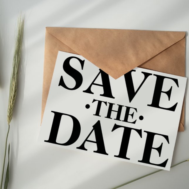 Black and white simple typography Save the Date Postcard (Creator Uploaded)