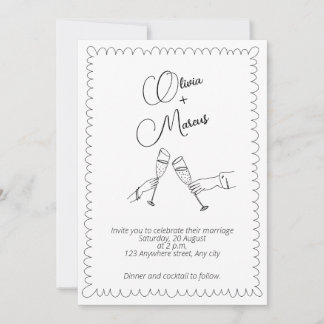 Black and white Simple wedding invitation 