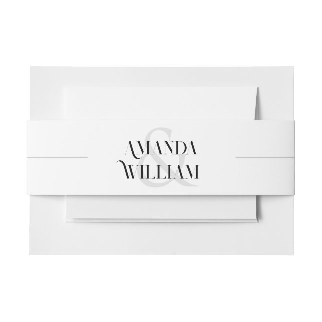 Black and White Simple Wedding Invitation Belly Band (Front Example)