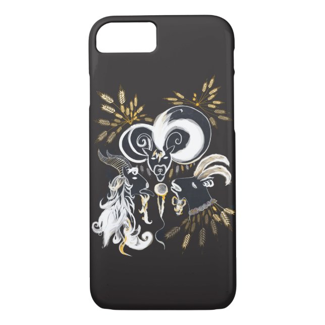 Black and white Singing Goats ink illustration Case-Mate iPhone Case (Back)