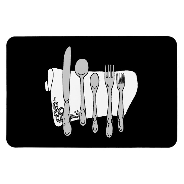 Black and White Siverware Design Magnet (Horizontal)