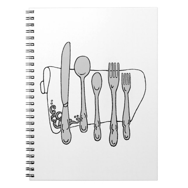 Black and White Siverware Design Notebook (Front)