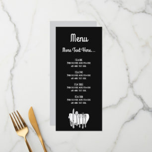 Black and White Siverware Editable Design 4" x 9" Menu