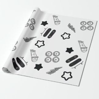 Black and White Skateboarding Wrapping Paper