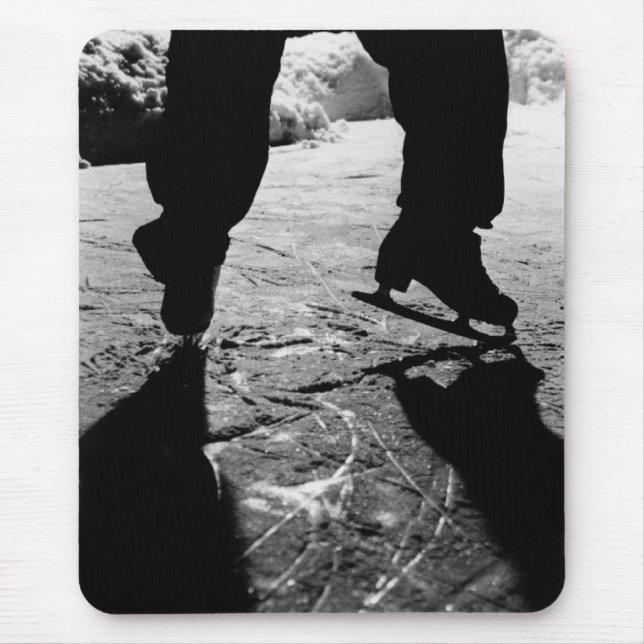 Black and White Skates Silhouette Mouse Pad (Front)