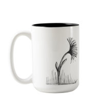 Black and White Sketch of Flower on coffee mug