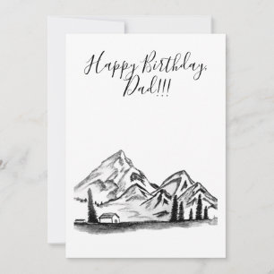 black and white sketch of Mountains Holiday Card