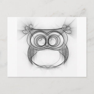 Black and White Sketch of Owl Postcard