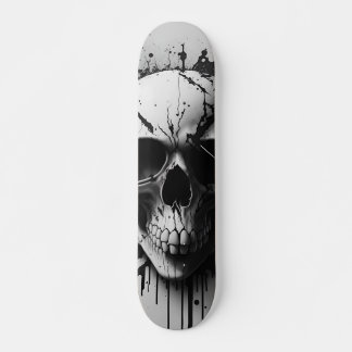 Black and White Skull #3 - Numb-Skulls Design Skateboard
