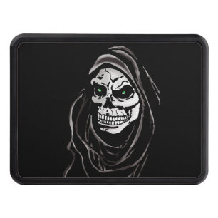 Black and white skull dead grim reaper trailer hitch cover