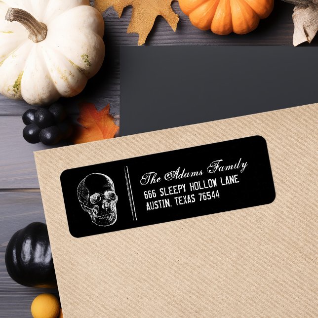 Black and White Skull Halloween Return Address (Creator Uploaded)