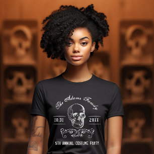 Black and White Skull Personalized Halloween Party T-Shirt