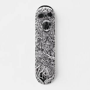 Black And White Skull Tentacle Art Skateboard