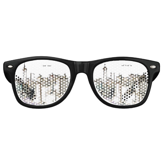 Black And White Skyline New york City Drawing Retro Sunglasses (Front)