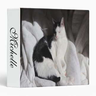 Black and White Sleeping Cat/Add Your Pet's Photo Binder