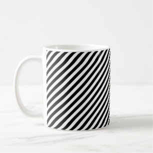 Black and White Small Diagonal Stripes Pattern Coffee Mug