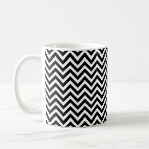 Black and White Small Horizontal Chevron Pattern Coffee Mug
