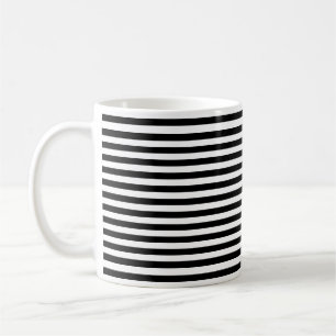 Black and White Small Horizontal Stripes Pattern Coffee Mug