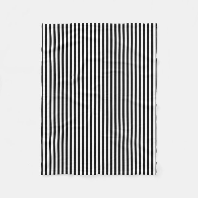 Black and White Small Size Vertical Stripes Fleece Blanket (Front)