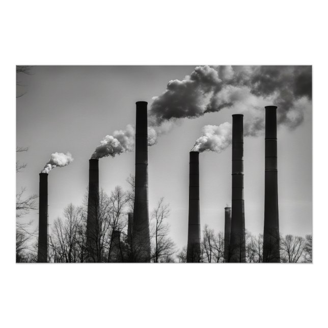 Black and White Smoke Stacks Poster (Front)