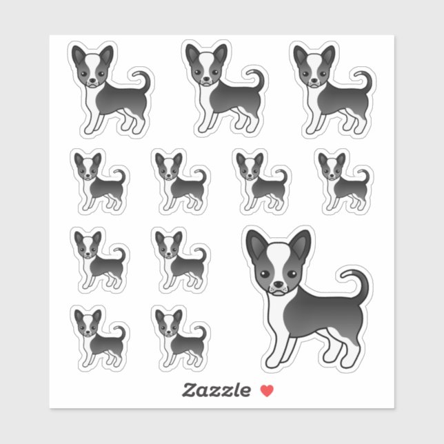 Black And White Smooth Coat Chihuahua Cute Dogs (Sheet)