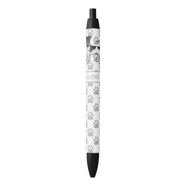 Black And White Smooth Fox Terrier Dog & Name Black Ink Pen (Front Vertical)