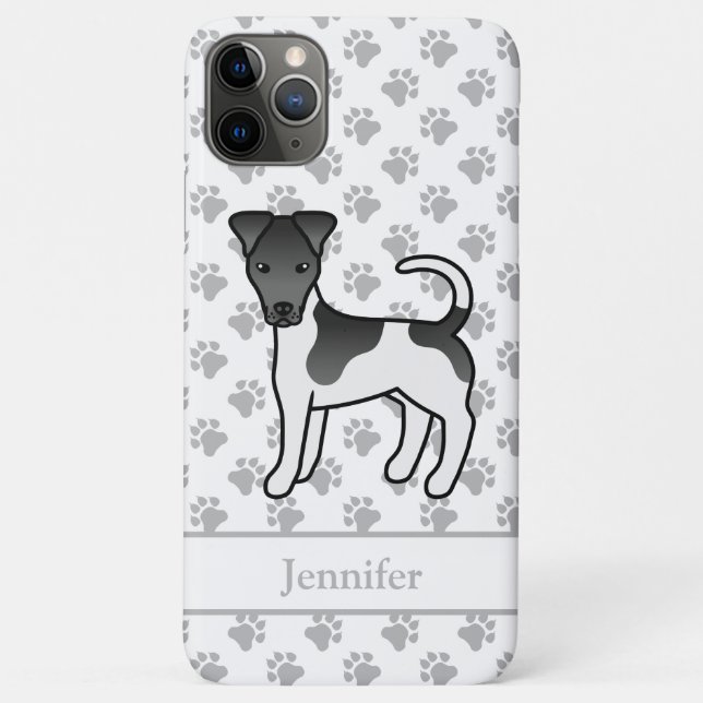 Black And White Smooth Fox Terrier Dog & Name Case-Mate iPhone Case (Back)