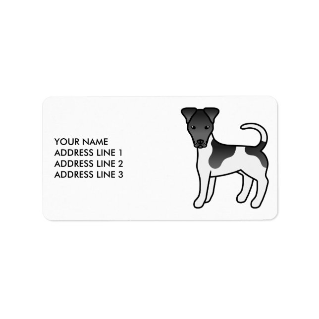Black And White Smooth Fox Terrier Dog & Text Label (Front)