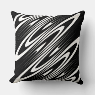 black and white smooth organic wavy pattern throw pillow