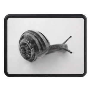 Black and white snail trailer hitch cover