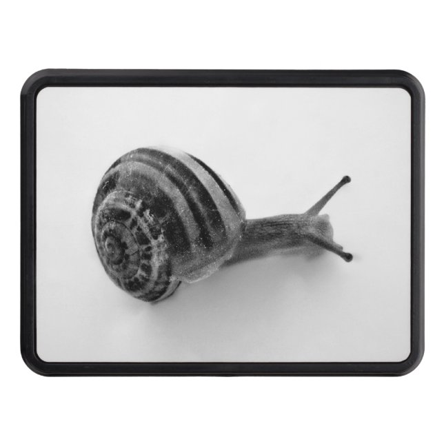 Black and white snail trailer hitch cover (Front)