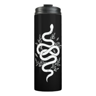 Black and White Snake Floral Design Tumbler