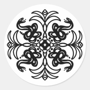Black and White Snake Mandala Classic Round Sticker