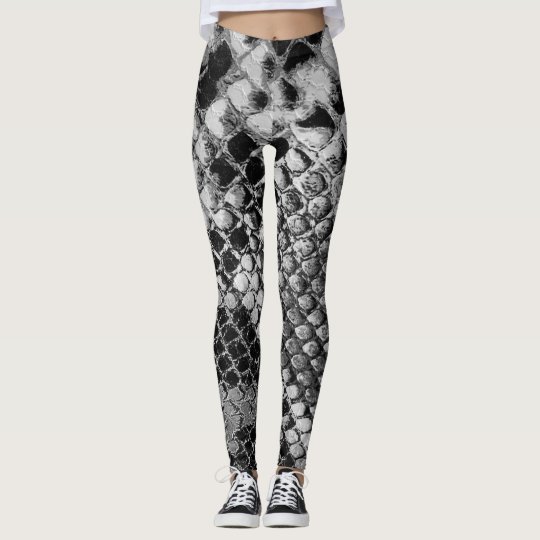 Black and White Snake Skin - Animal Print Leggings