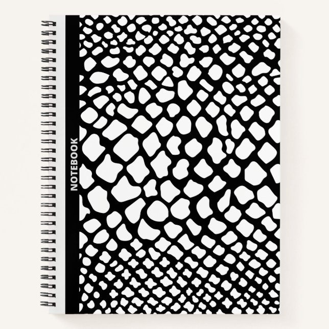 BLACK AND WHITE SNAKE SKIN PRINTS DESIGN NOTEBOOK (Front)