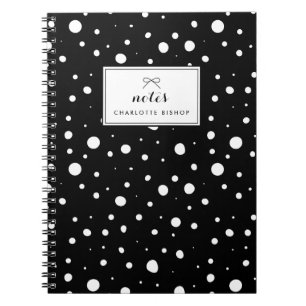 Black and White Snow Drops Pattern Personalized Notebook