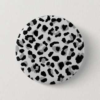 Black and White Snow Leopard Print 2 Inch Round Button