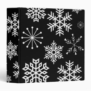 Black and White Snowflake Holiday Notebook Binder