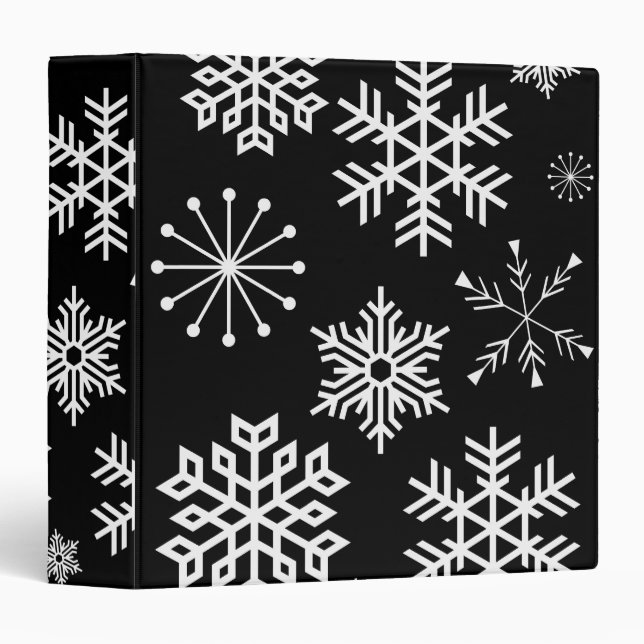 Black and White Snowflake Holiday Notebook Binder (Front/Spine)