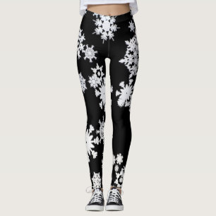 Black and White Snowflake Leggings