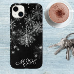 Black and White Snowflake Monogram  Case-Mate iPhone 14 Plus Case<br><div class="desc">Give your cell phone it's own seasonal look! Personalize it with your desired name or initials.</div>