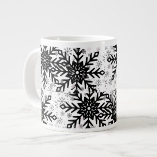 black and white snowflake mug